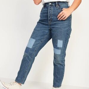 Higher High-Waisted Button-fly O.G. Straight Patchwork Jeans